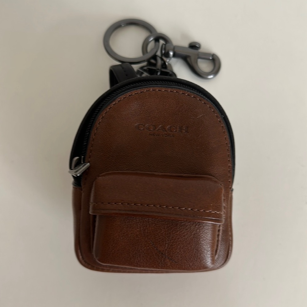 NWOT Coach leather keychain - mini backpack